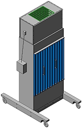3D Drawing of a self-contained, free-standing dust collection solution