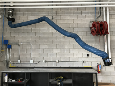 Fume extractor above bench