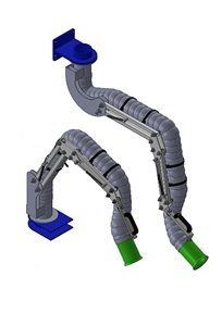 High-performance Mini-Flex Extraction Arm for wall, ceiling or table mounting