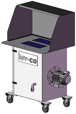 3D Drawing of Sledgehammer downdraft table with 2feet by 3feet workspace