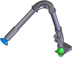 3D model of high-performance fume extraction arm with external support joints