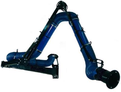 Double articulating extension crane with externally supported Pro-Flex Extraction Arm