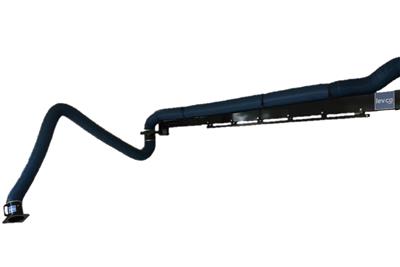 Super Flex extraction arm with wall bracket, horizontal arm with ball bearings, hose and hood