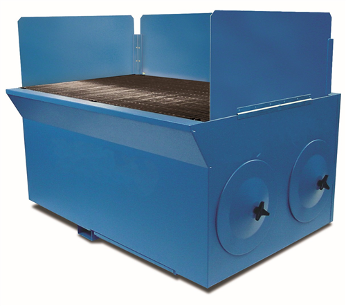 Heavy-duty downdraft worktable with spark-resistant FRP blower